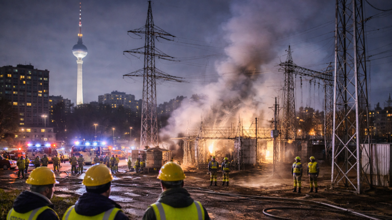 Berlin plunged into darkness as suspected sabotage knocks out power and heating during freezing winter